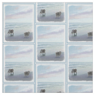 Tecido Keeshonds na Arte de Cão de Pintura em Seashore