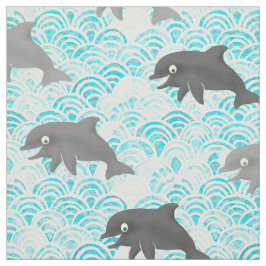 Tecido Keiki Watercolor Dolphin Wave