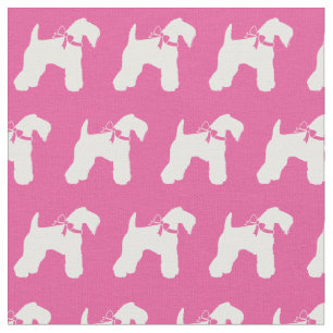 Tecido Kerry Blue Terrier Dog Silhouket Rosa