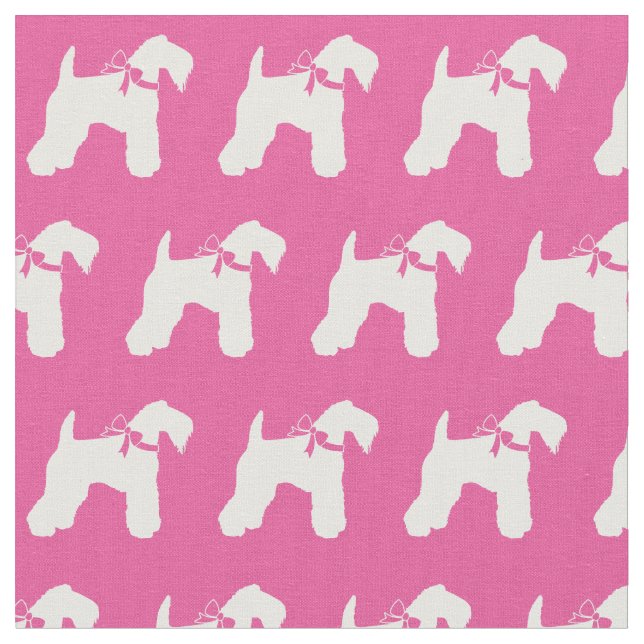 Tecido Kerry Blue Terrier Dog Silhouket Rosa (Detalhe)