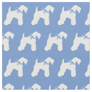 Tecido Kerry Blue Terrier Dog Silhoule Pet Light Blue