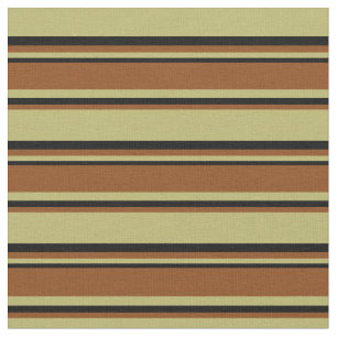 Tecido Khaki Escuro, Castanho e Preto - Padrão Striped Co