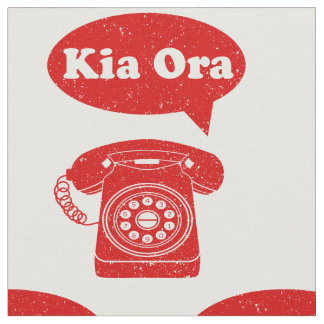 Tecido Kia Ora Te Reo Maori Língua Retro Telefone