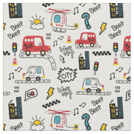 Tecido Kids Playful Transport Pattern Urban style modern