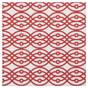 Tecido Kimono impressão, branco e vermelho escuro