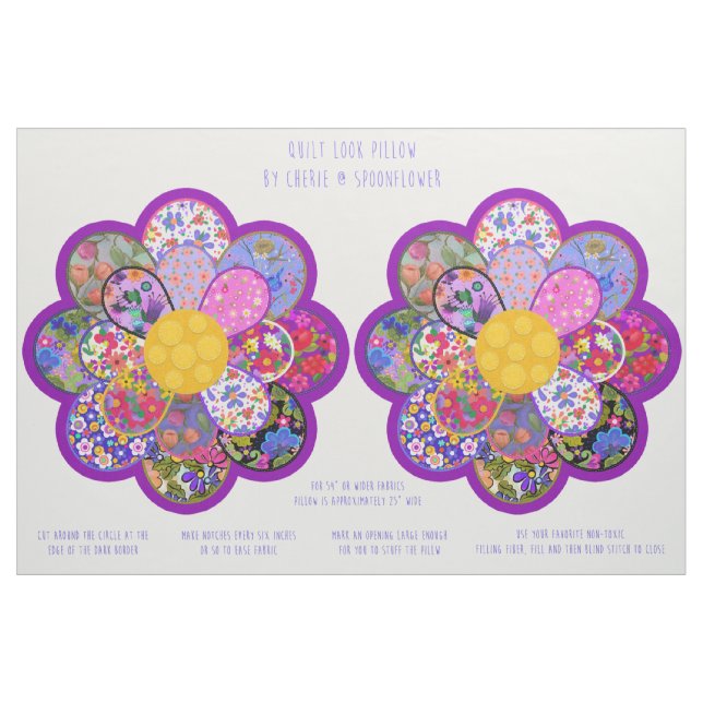 Tecido Kit de Corte e Costura de Travesseiro Redondo Flor (Fat Quarter)