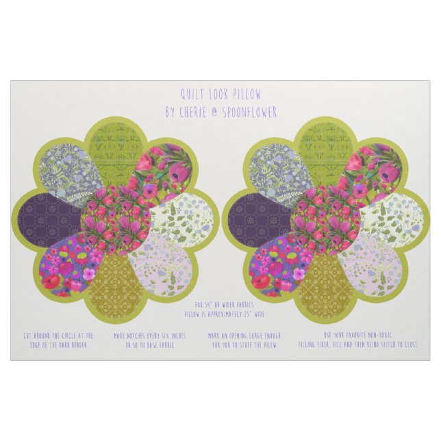 Tecido Kit de Travesseiro Redondo de Flor Estilo Colcha d (Fat Quarter)