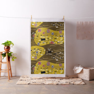 Tecido Klimt Inspirou Dourada Arte Nouveau O Beijo