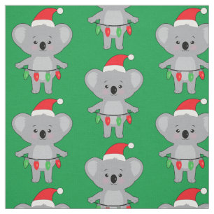 Tecido Koala no Chapéu Santa e Decoração no Natal