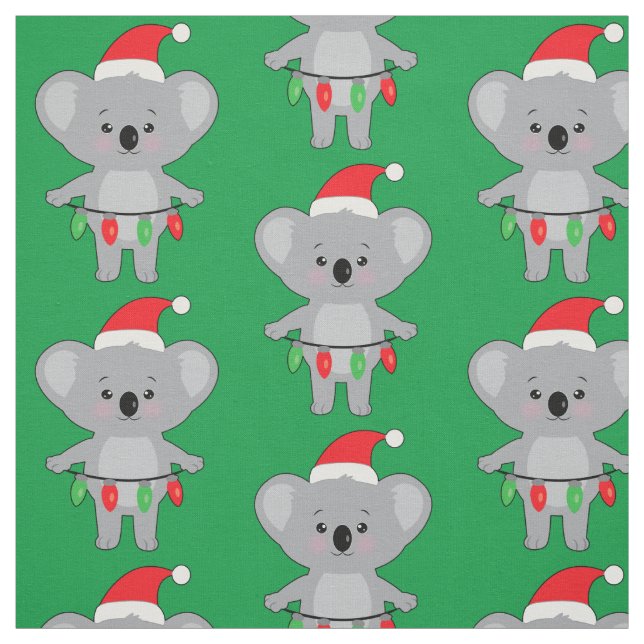 Tecido Koala no Chapéu Santa e Decoração no Natal (Modelo)