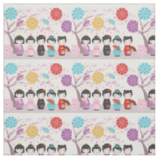 Tecido Kokeshi Dolls