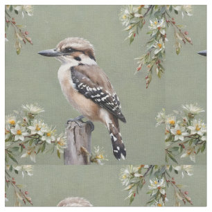 Tecido Kookaburra E Eucalipto Flor,