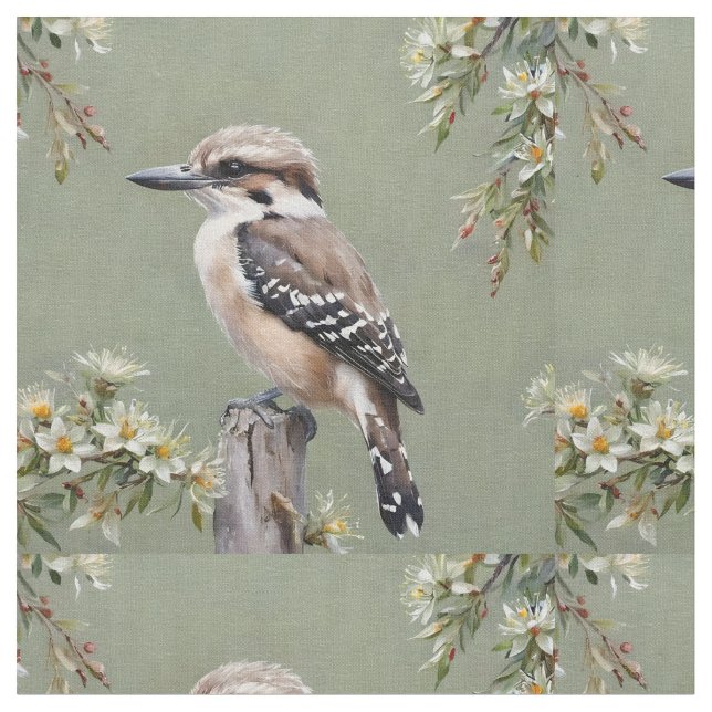 Tecido Kookaburra E Eucalipto Flor, (Detalhe)