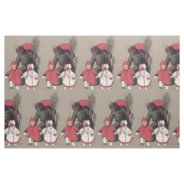 Tecido Krampus Perseguindo Crianças Interruptor (Jarda)
