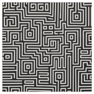 Tecido Kuba Maze Style 221019 - Branco e Preto