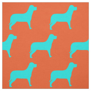 Tecido Labrador Dog Orange E Teal Patterno