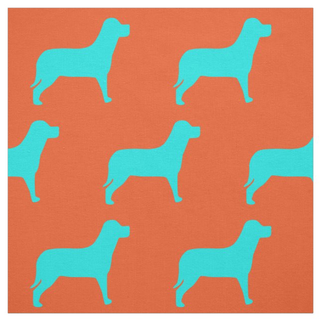Tecido Labrador Dog Orange E Teal Patterno (Modelo)