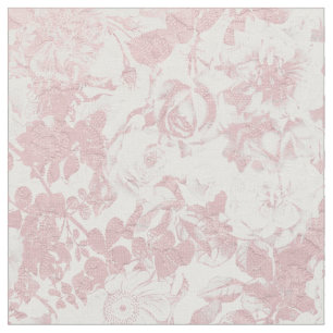 Tecido Laço floral branco coral cor-de-rosa na moda