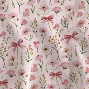 Tecido Laços de Flor Silvestre Rosa