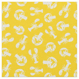 Tecido Lagosta Marisco Amarelo-Branco Costeiro