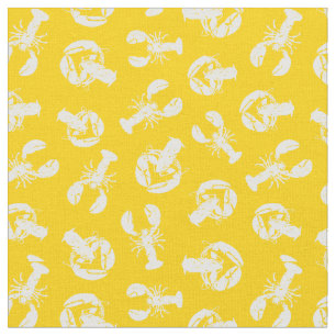 Tecido Lagosta Marisco Amarelo-Branco Costeiro