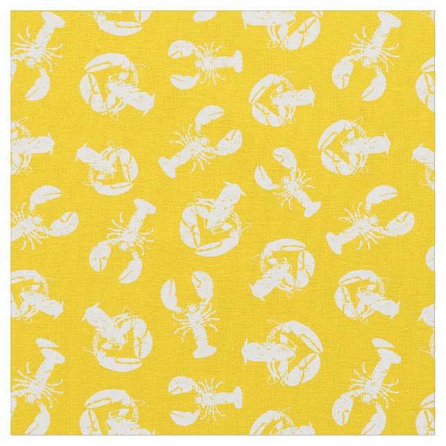 Tecido Lagosta Marisco Amarelo-Branco Costeiro (Detalhe)