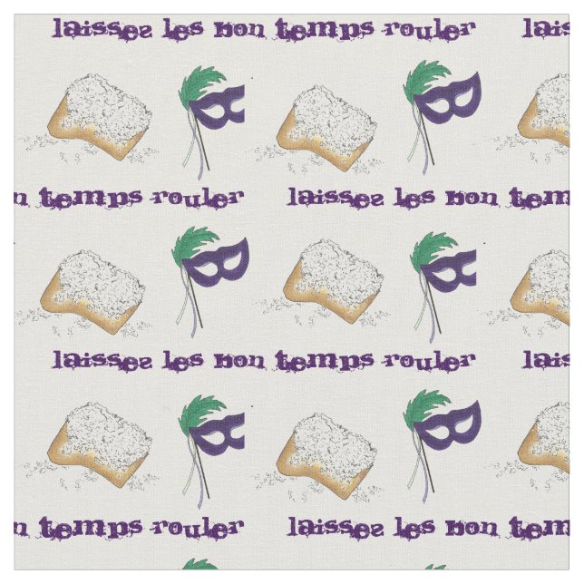 Tecido Laissez Les Bon Temps Rouler Mardi Gras Beignet (Detalhe)