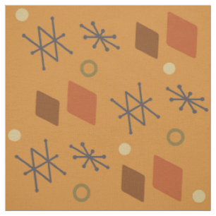 Tecido Laranja Abstrato geométrica de 1950