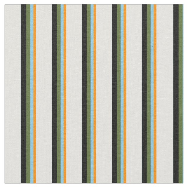 Tecido Laranja, Azul-Céu, Verde-Oliva, Preto e Cinto-Clar (Detalhe)