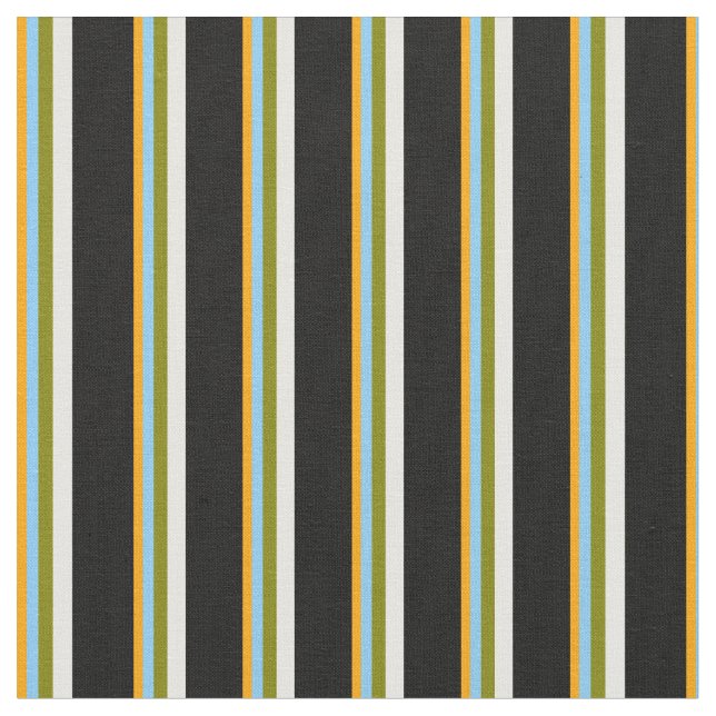Tecido Laranja, Azul Claro, Verde, Creme de Casa e Preto (Detalhe)
