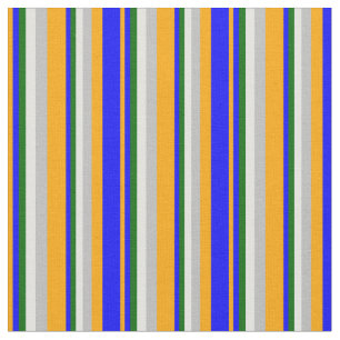 Tecido Laranja, azul, verde escuro, ciano claro e Cinza