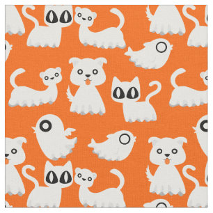 Tecido laranja-cão-furão-fantasma de halloween