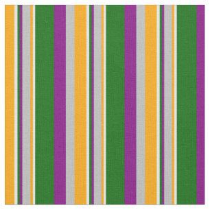 Tecido Laranja, Cinza, Roxo, Verde Escuro e Linhas Branca