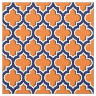 Tecido Laranja da abóbora, marroquino Quatrefoil #5DS do
