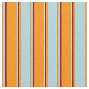 Tecido Laranja Escuro, Azul Claro e Linhas Maroon
