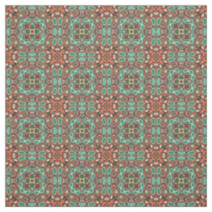 Tecido Laranja Marrom Vermelho Turquesa Verde Arte Orient