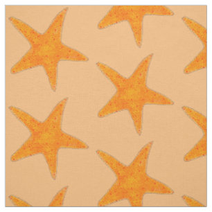 Tecido Laranja Starfish Star Fish Shell Beach Ocean Sea