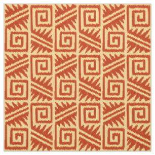 Tecido Laranja tribal asteca de Ikat - o mandarino e luz