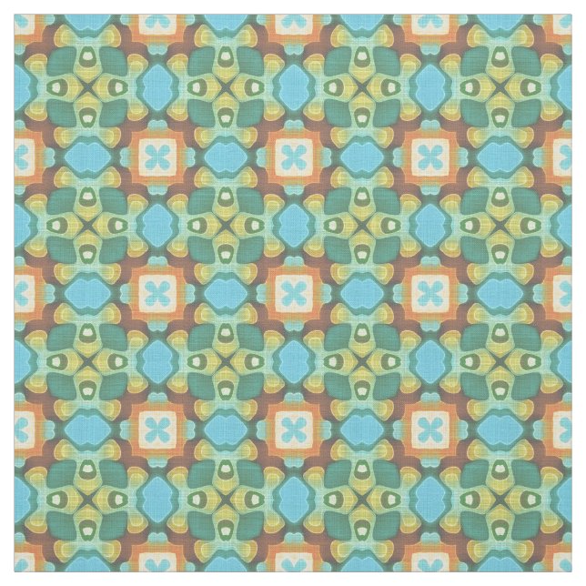 Tecido Laranja Turquoise Teal Blue Orient Bali Art (Modelo)
