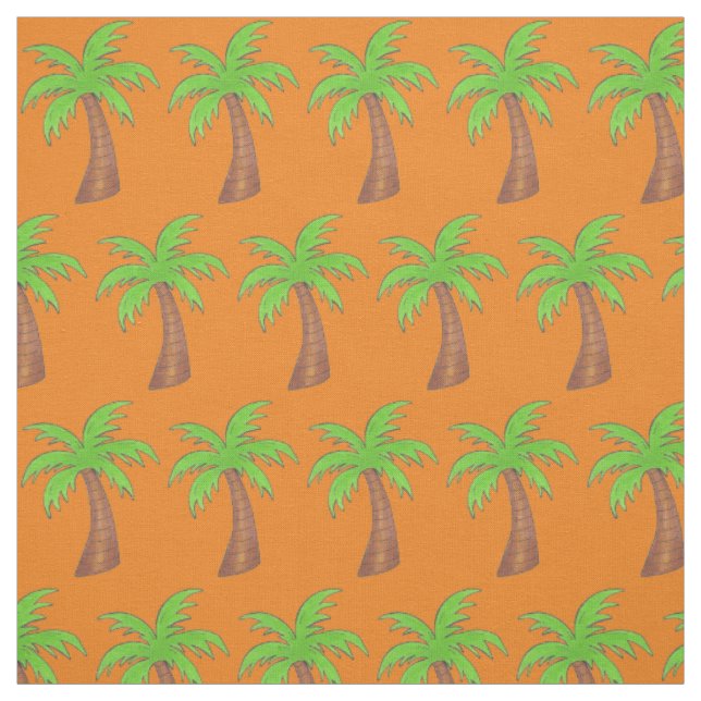 Tecido Laranja Verde Palm Tree Tropical Getaway (Modelo)