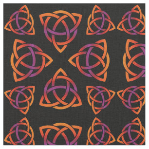 Tecido Laranjas do padrão Céltico Triquetra e Roxo em B