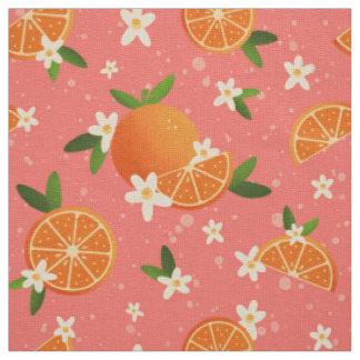 Tecido Laranjas e alegria cor de laranja
