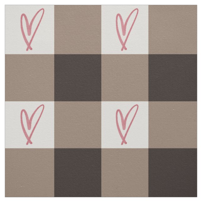 Tecido Large Cocoa Heart Gingham - Cotton Twill Fabric (Modelo)