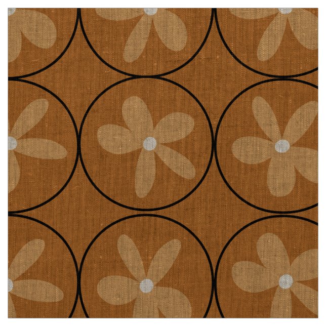 Tecido Large Warm Mustard Floral Tile - Natural Linen (Modelo)