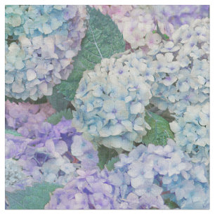 Tecido Lavanda Azul Floral Hydrangea Blossomas Padrão
