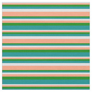 Tecido Lavanda, Salmão Claro, Linhas Cianas Verde e Escur