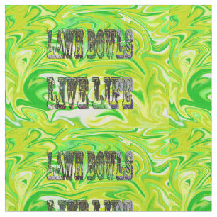 Tecido Lawn Bowls Live Life Logotipo em Mármore Verde,
