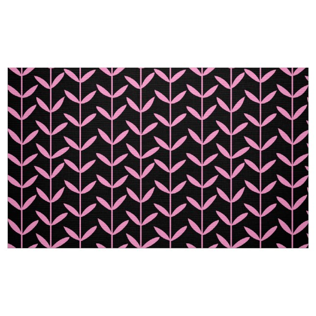 Tecido Leaf Stems - Rosa em Preto (Fat Quarter)