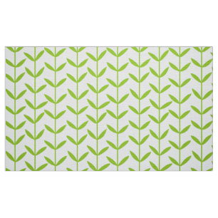 Tecido Leaf Stems - Verde marciano em branco