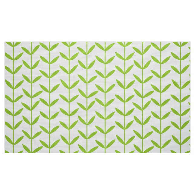 Tecido Leaf Stems - Verde marciano em branco (Fat Quarter)